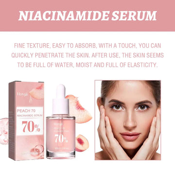 Peach 70% Niacinamide Facial Serum Fade Melanin Moisturzing Shrink Pores Smooth Brightening Skin Care Dark Spot Remover Serum